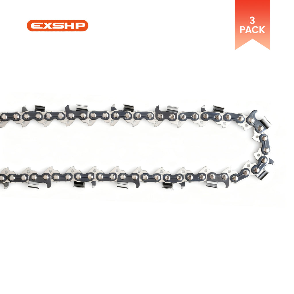 EXSHP | 24 Inch Chainsaw Chain | 3/8" Pitch .050" Gauge | 84 Drive Links | Semi Chisel | 3-PACK