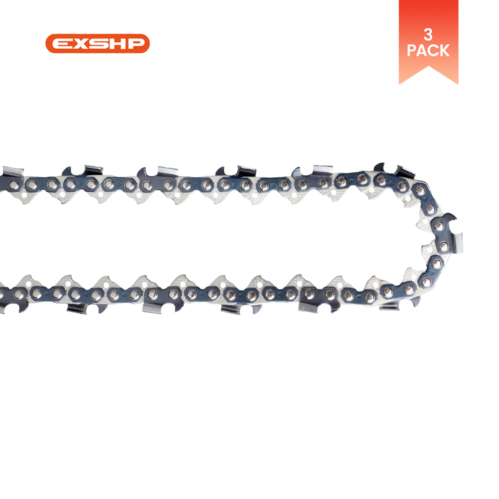 EXSHP | 20 Inch Chainsaw Chain | 3/8" Pitch .058" Gauge | 72 Drive Links | Full Chisel | 3-PACK