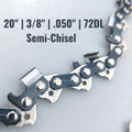 EXSHP | 20 Inch Chainsaw Chain | 3/8" Pitch .050" Gauge | 72 Drive Links | Semi Chisel | 3-PACK