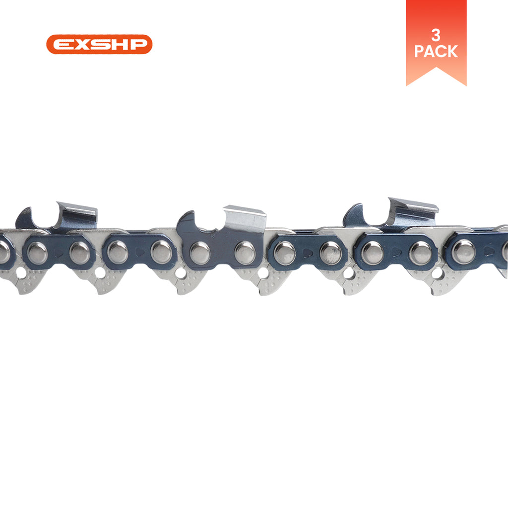 EXSHP | 20 Inch Chainsaw Chain | 3/8" Pitch .050" Gauge | 72 Drive Links | Full Chisel | 3-PACK