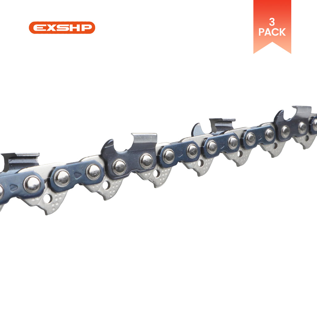EXSHP | 20 Inch Chainsaw Chain | 3/8" Pitch .058" Gauge | 72 Drive Links | Full Chisel | 3-PACK