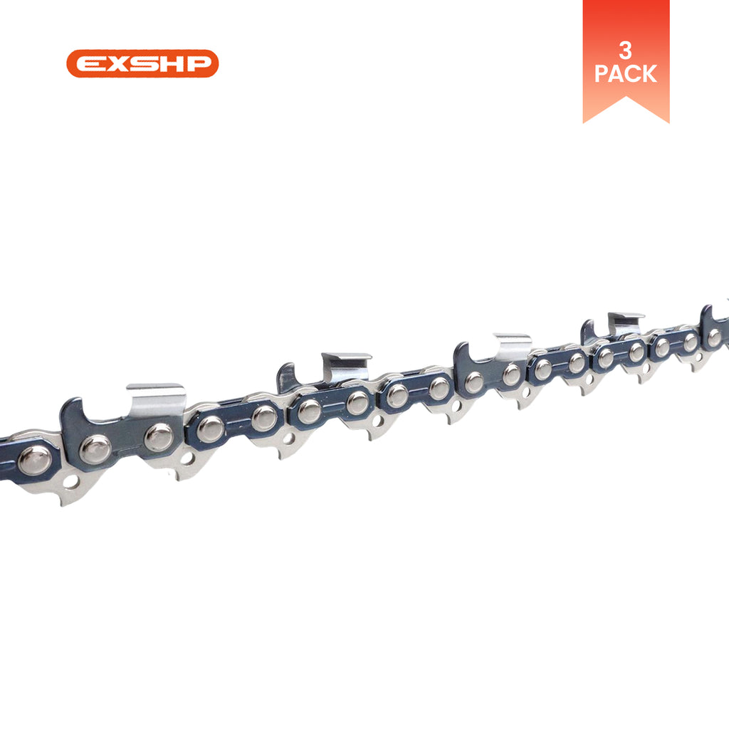 EXSHP | 24 Inch Chainsaw Chain | 3/8" Pitch .050" Gauge | 84 Drive Links | Semi Chisel | 3-PACK