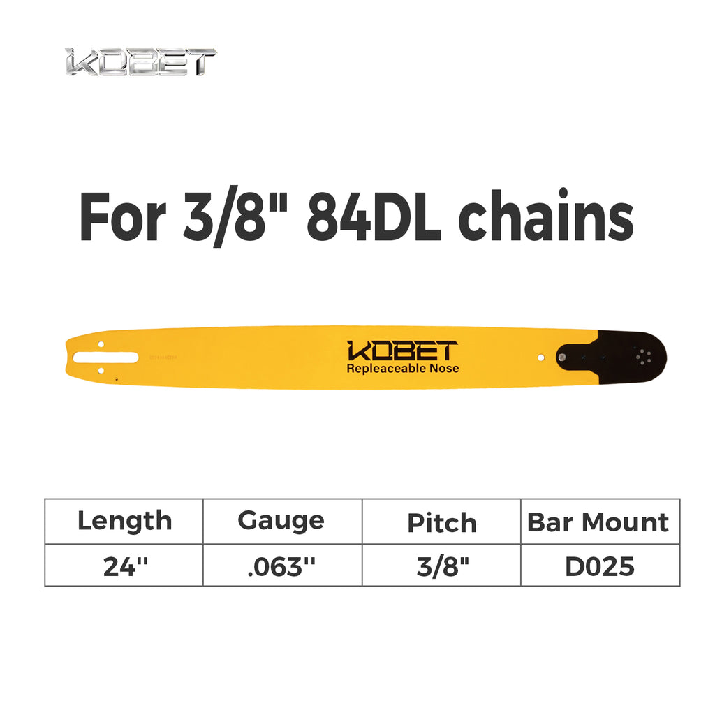 RSN GUIDE BAR | DF24384CY5R | Bar Mount D025 | Pitch 3/8" | Gauge .063" | Length 24" | Suitable for 3/8" 84DL chains