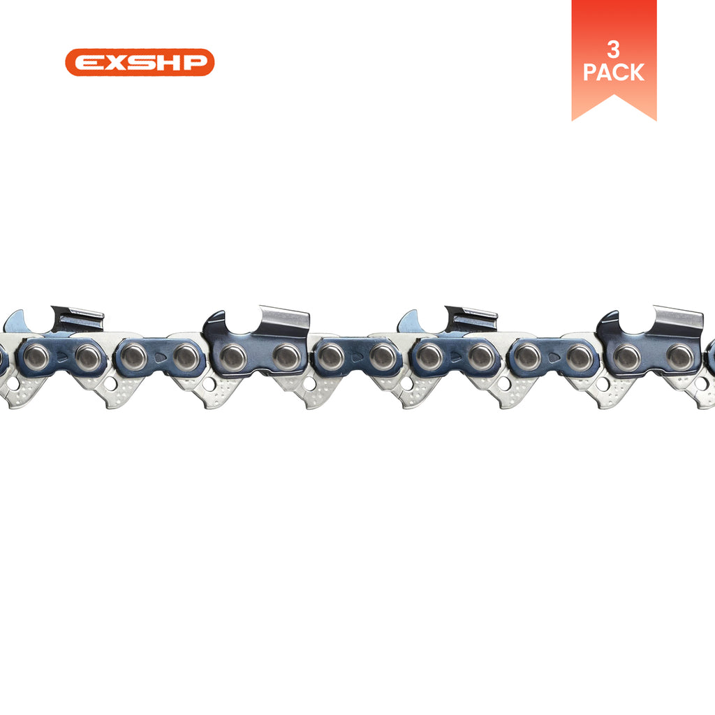 EXSHP | 20 Inch Chainsaw Chain | 3/8" Pitch .058" Gauge | 72 Drive Links | Full Chisel | 3-PACK