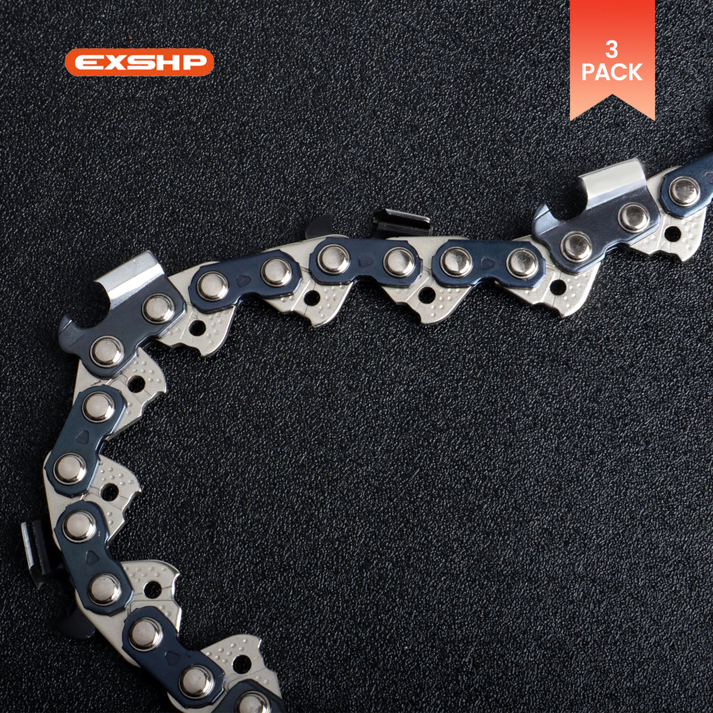 EXSHP | 20 Inch Chainsaw Chain | 3/8" Pitch .058" Gauge | 72 Drive Links | Full Chisel | 3-PACK