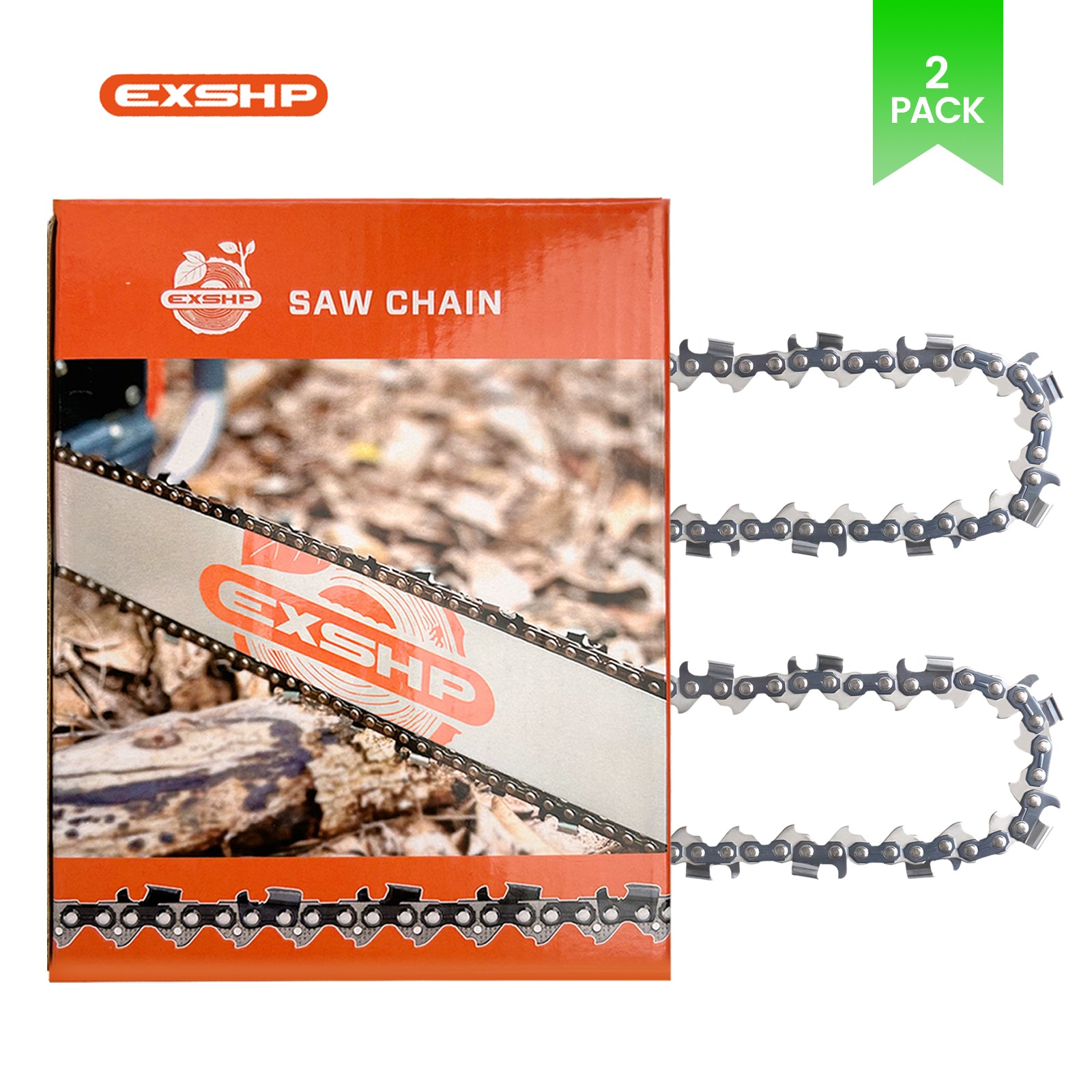 EXSHP | 36 Inch Chainsaw Chain | 3/8" Pitch .063" Gauge | 114 Drive Links | Ripping Cutter | 2-PACK