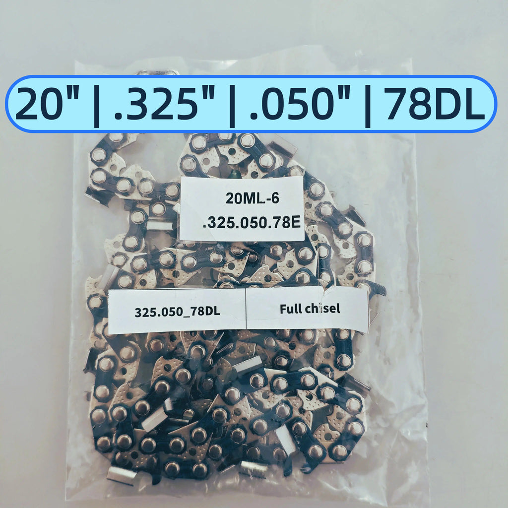 EXSHP | 20 Inch Chainsaw Chain | 325 Pitch .050" Gauge | 78 Drive Links | Full Chisel | 3-PACK