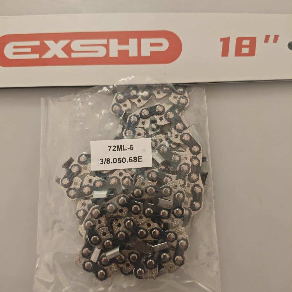 EXSHP | 18 Inch Chainsaw Chain | 3/8" Pitch .050" Gauge | 68 Drive Links | Full Chisel