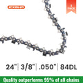 EXSHP | 24 Inch Chainsaw Chain | 3/8" Pitch .050" Gauge | 84 Drive Links | Semi Chisel | 3-PACK