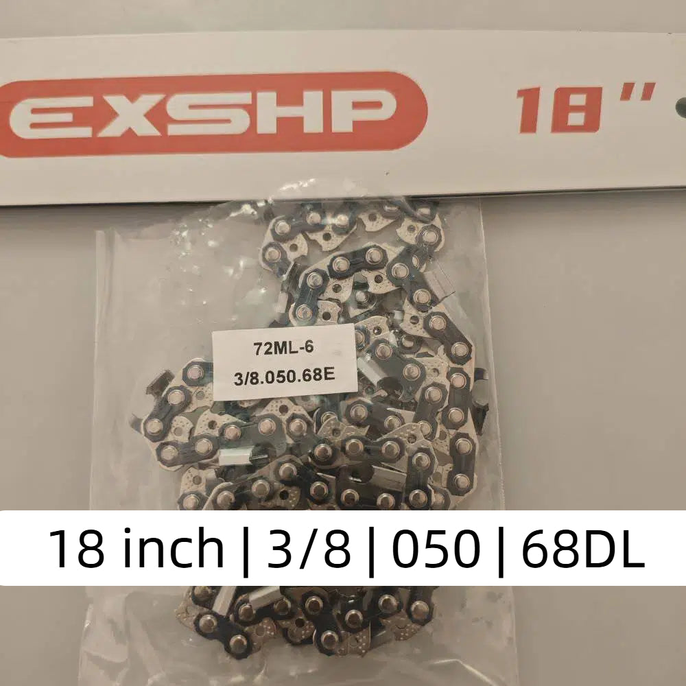 EXSHP | 18 Inch Chainsaw Chain | 3/8" Pitch .050" Gauge | 68 Drive Links | Full Chisel